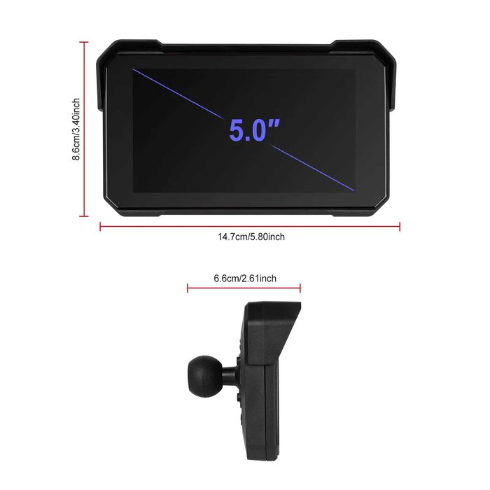 Monitor Carplay GPS 5" para Mota | Android Auto Sem Fios | IP68 NOVO