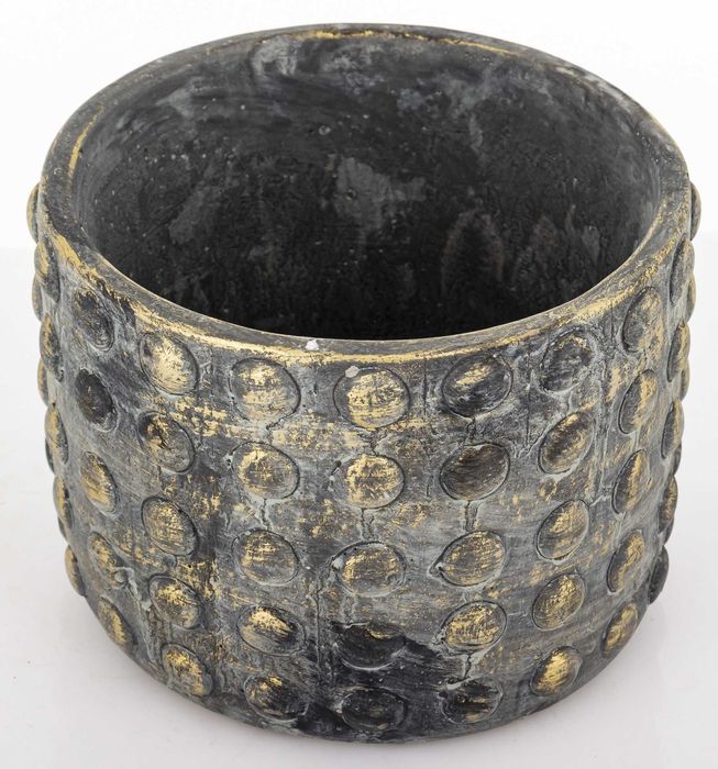 Osłonka doniczka donica na kwiatka szaro złota 11x15 cm ozdobna