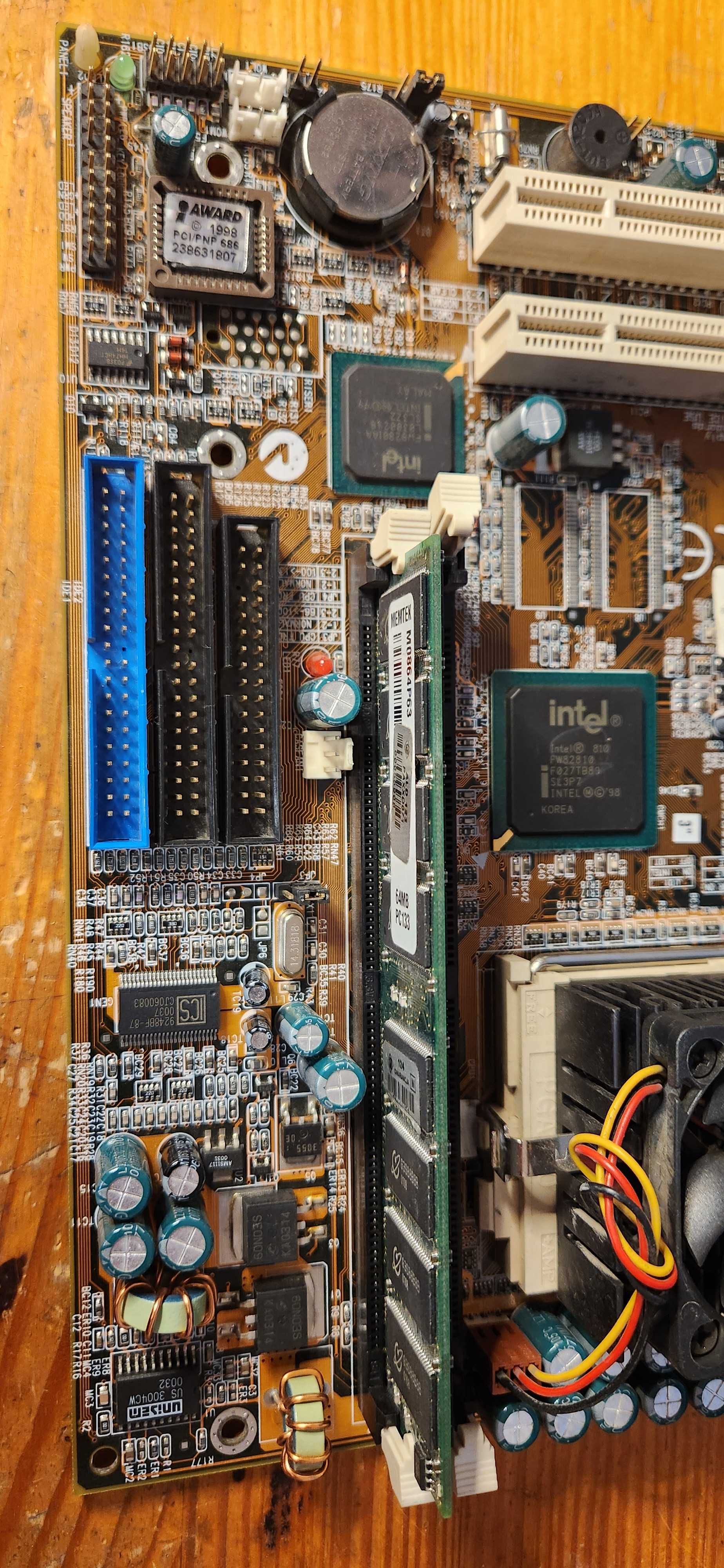 Stara płyta główna P6IWP-Fe(V2.0) + Celeron 566 + 64 SDRAM RETRO PC