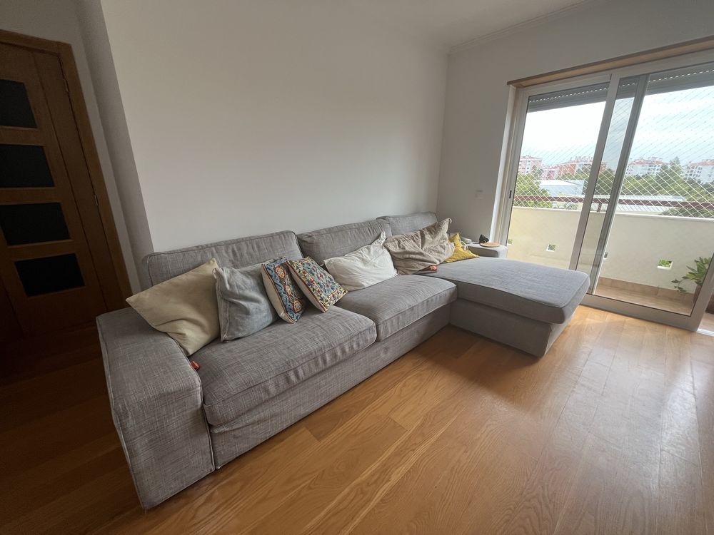 Sofa Cinza IKEA 3 lugares c/ Long Chaise Grande