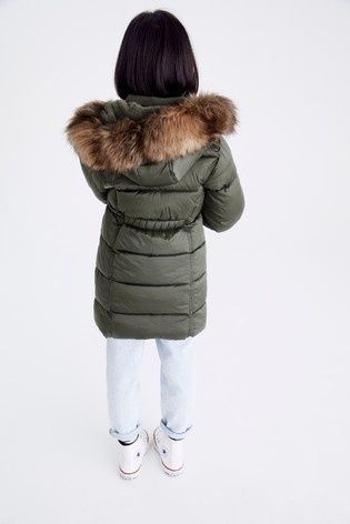 Тепла зимова куртка пальто Next 13-14 р. пуховик зелена хакі курточка
