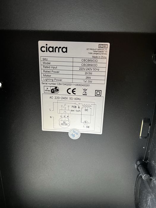 Okap do zabudowy Ciarra CBCB6903D 56 dB 220V A+