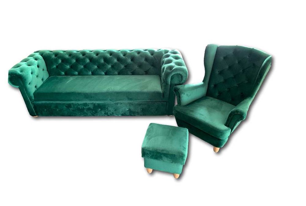 Chesterfield Sofa Trzyosobowa z Funkcją Spania