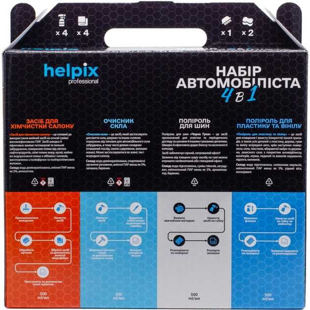 Подарок!Набір Автомобіліста HELPIX ( салону, стекла, шин, пластику)