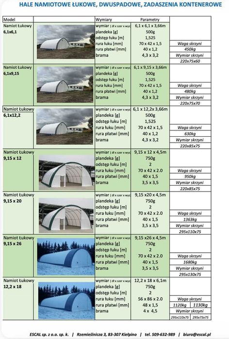 Namiot magazynowy łukowy hala wiata 6,1x12,2 magazyn blaszak - od ręki