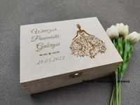 Drewniane pudełko wieczór panieński ślub z grawerem przyjaciółki