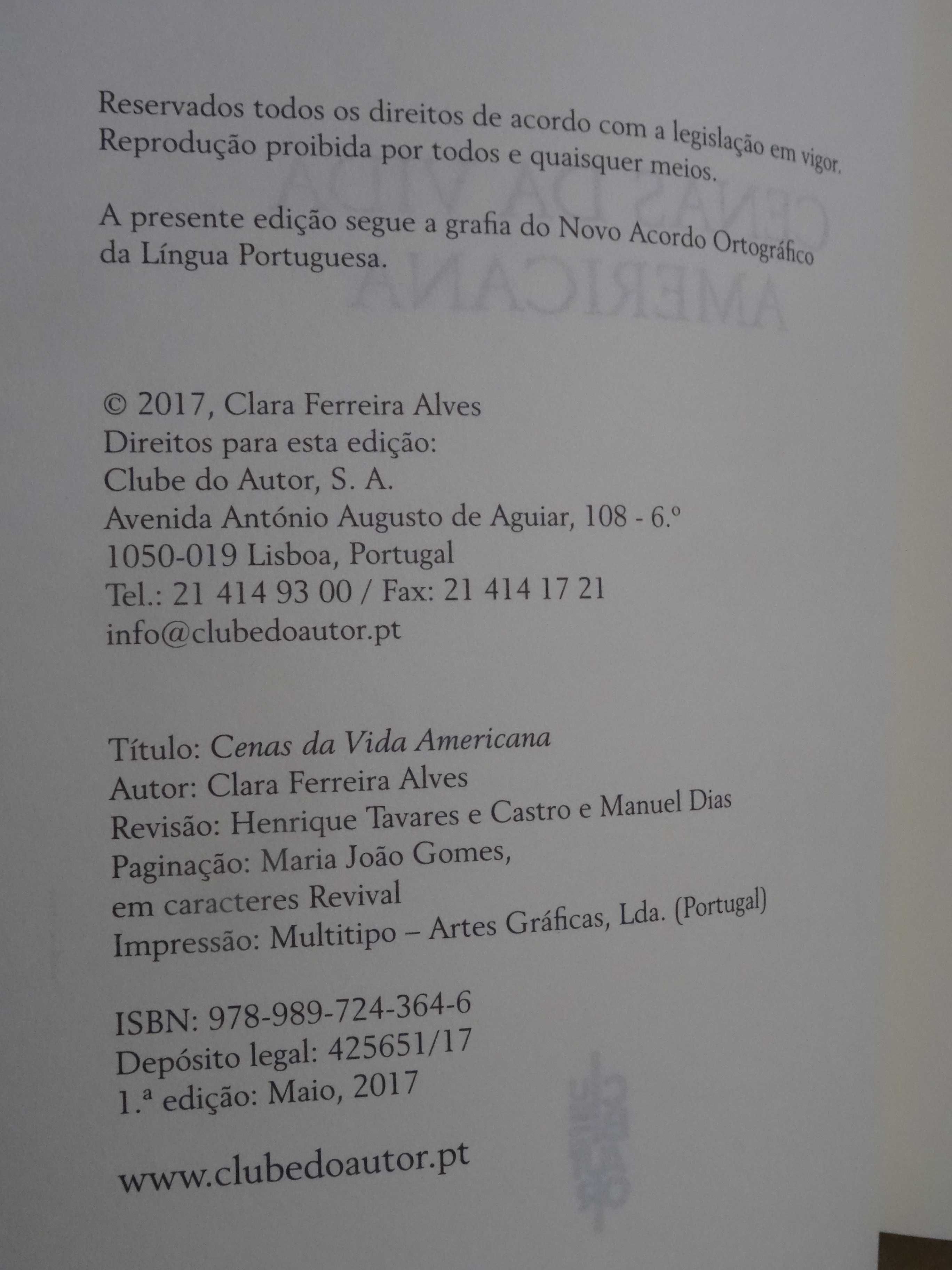 Cenas da Vida Americana de Clara Ferreira Alves - 1ª Edição