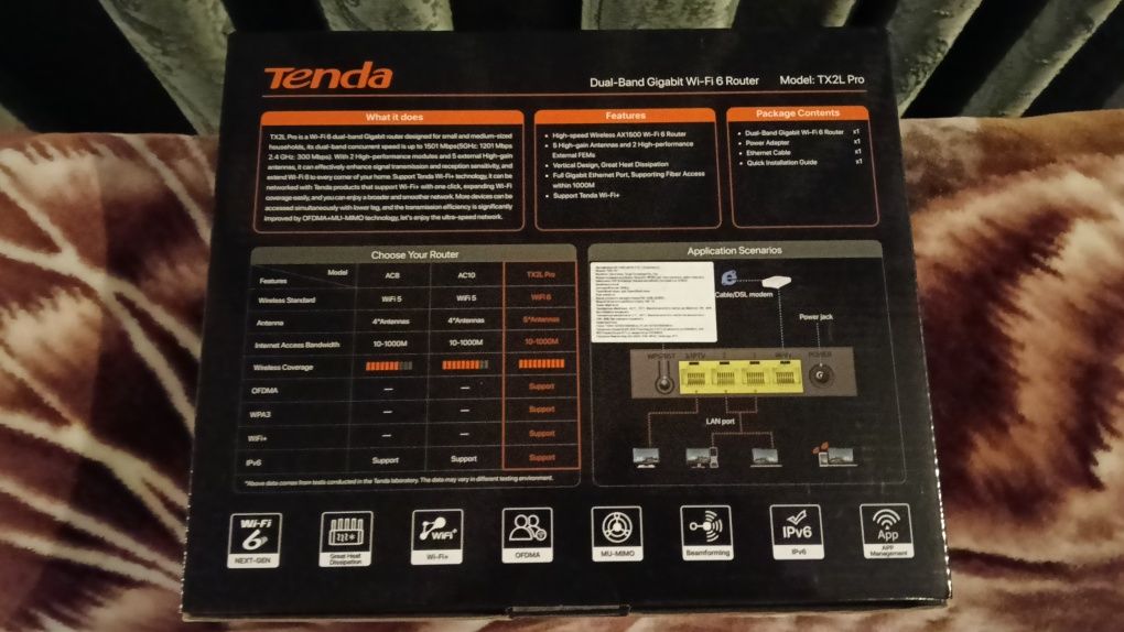 Маршрутизатор Tenda TX2L Pro WiFi6 / AX1500 / 1 Гбіт/с  Підтримка MESH