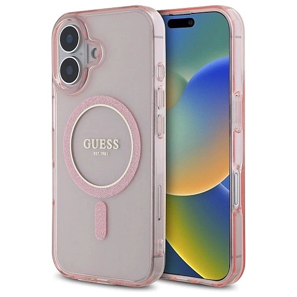 Guess GUHMP16SHFGEREP iPhone 16/6.1" różowy/pink hardcase IML Glitter