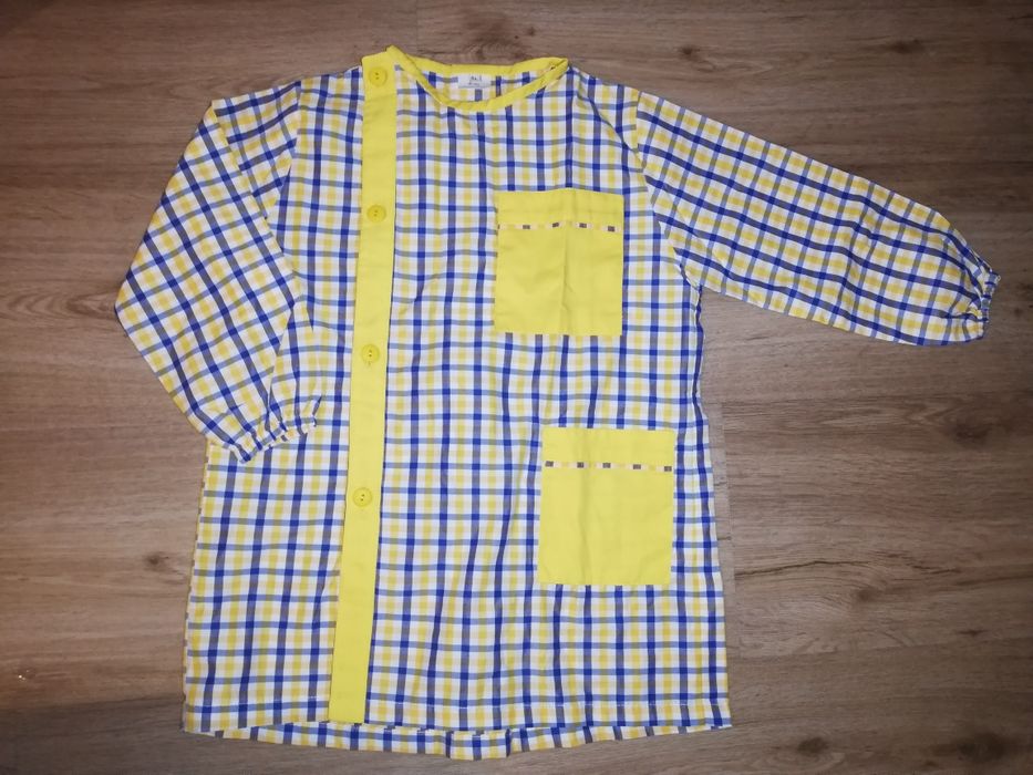Bata de criança xadrez amarelo T-4 - novo