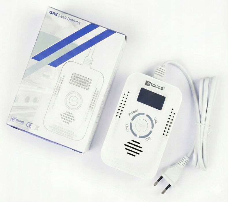 2W1 Czujnik Czadu Gazów Palnych Tlenku Węgla Alarm Dźwiękowy pod 230V