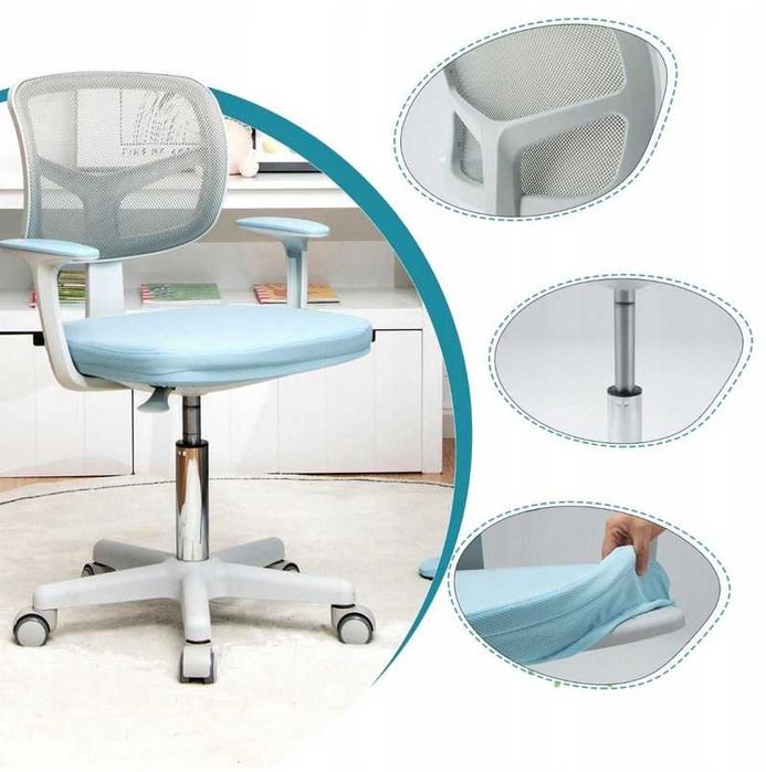 Fotel krzesło obrotowe dla dzieci z regulacją wysokości Costway