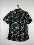 Granatowa koszula hawajska w kwiaty Dressmann męska rozmiar XL fit L