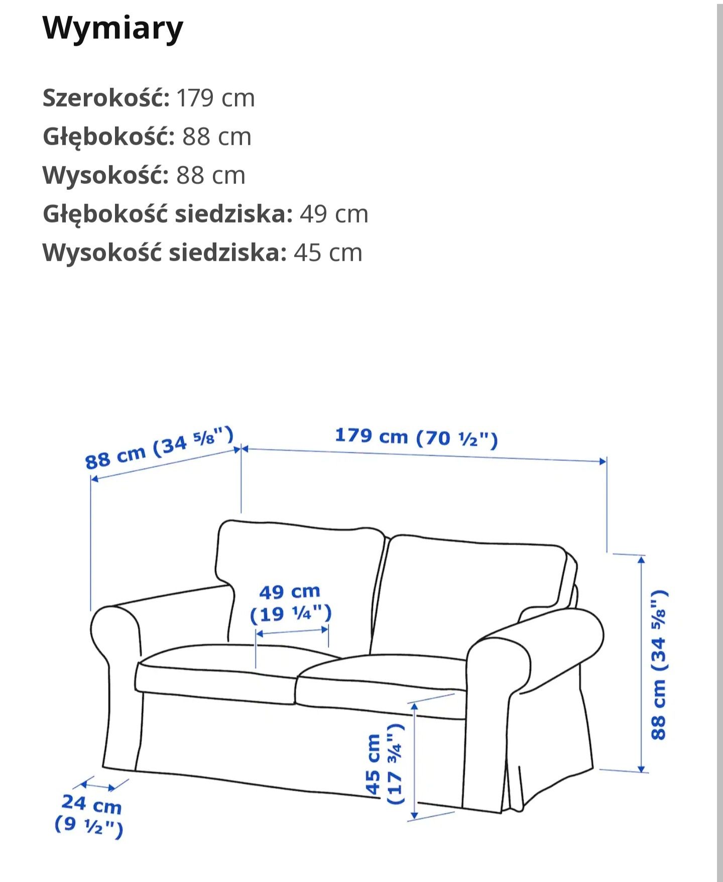 Sofa dwuosobowa nierozkladana