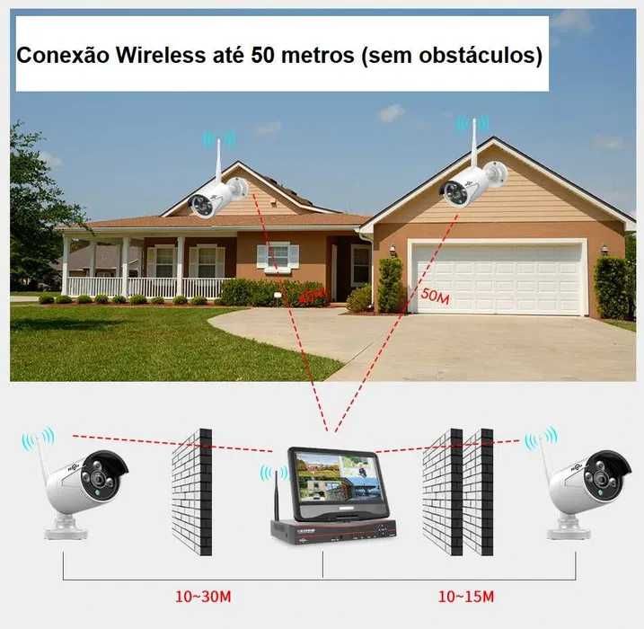 Sistema Video Vigilância 4 Cameras * Monitor Incluído * WiFi * FULL HD