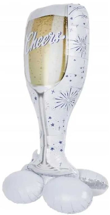 Balon foliowy duży stojący Kieliszek Cheers Nowy Rok Party 86cm
