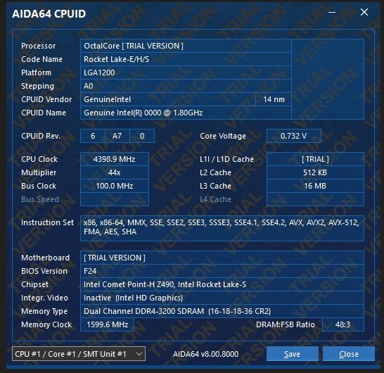 Intel core i9 11900 QVYE