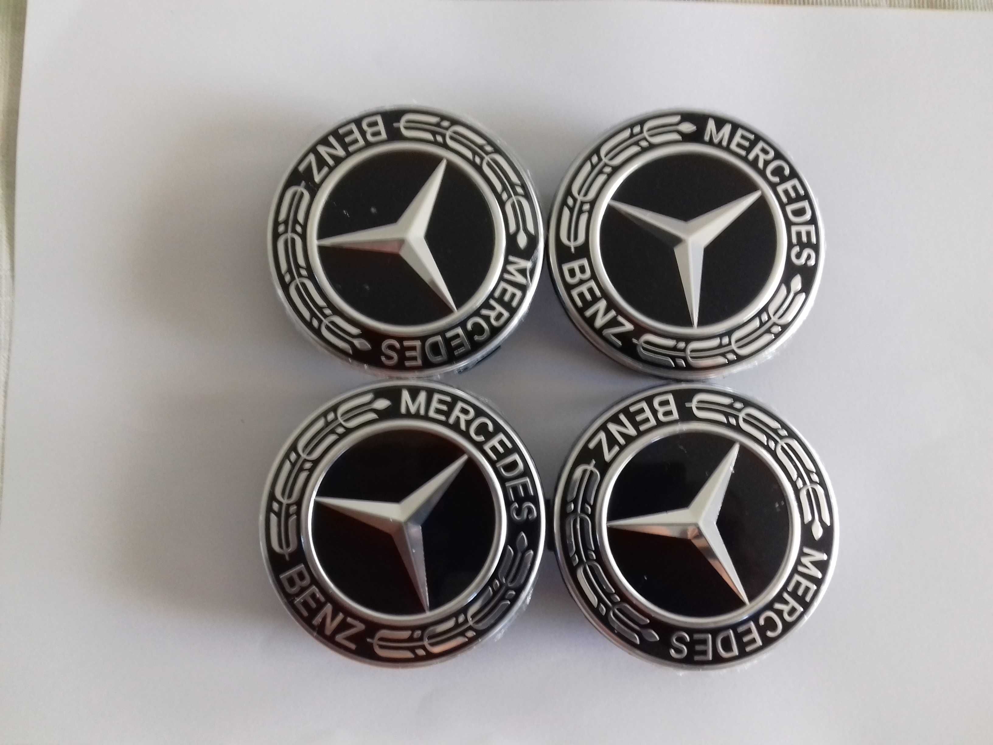 4 centros jantes Mercedes pretos 75 mm