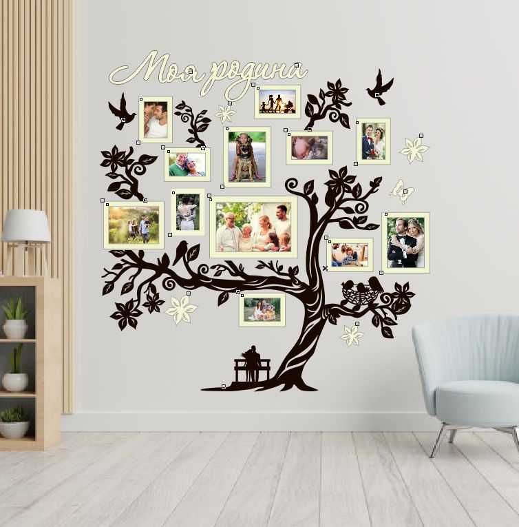 Сімейне дерево на стіну, родинне дерево фоторамка,