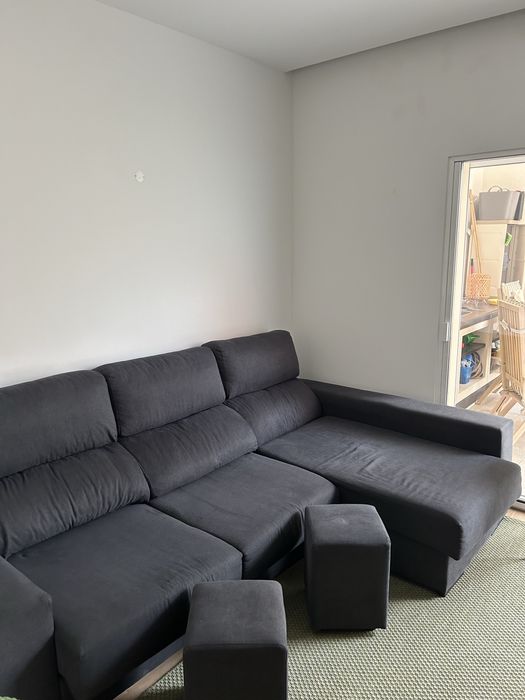 Sofá Chaise-Long Cinzento Escuro