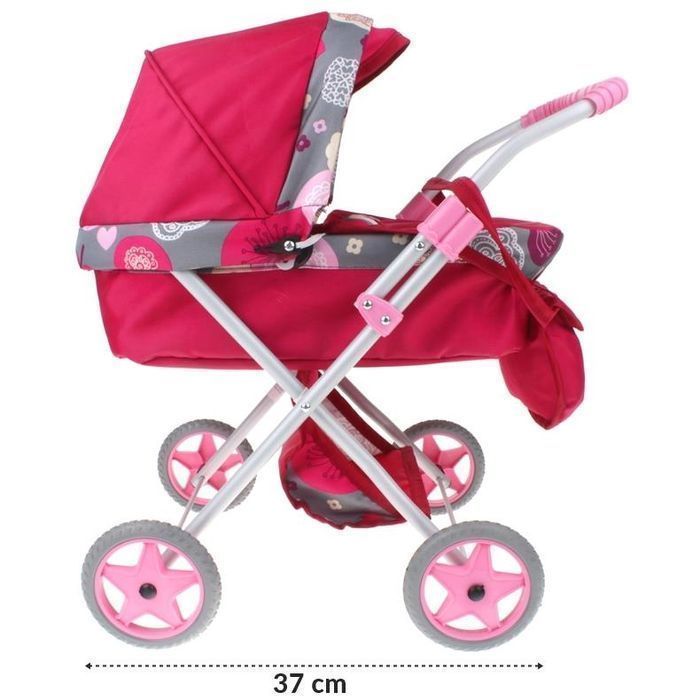 Wózek dla lalek głęboki - malinowy