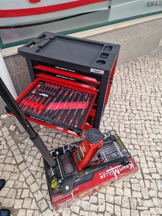 carrinho de ferramenta de 6 gavetas 4 completas + Macaco de 4 tonelada