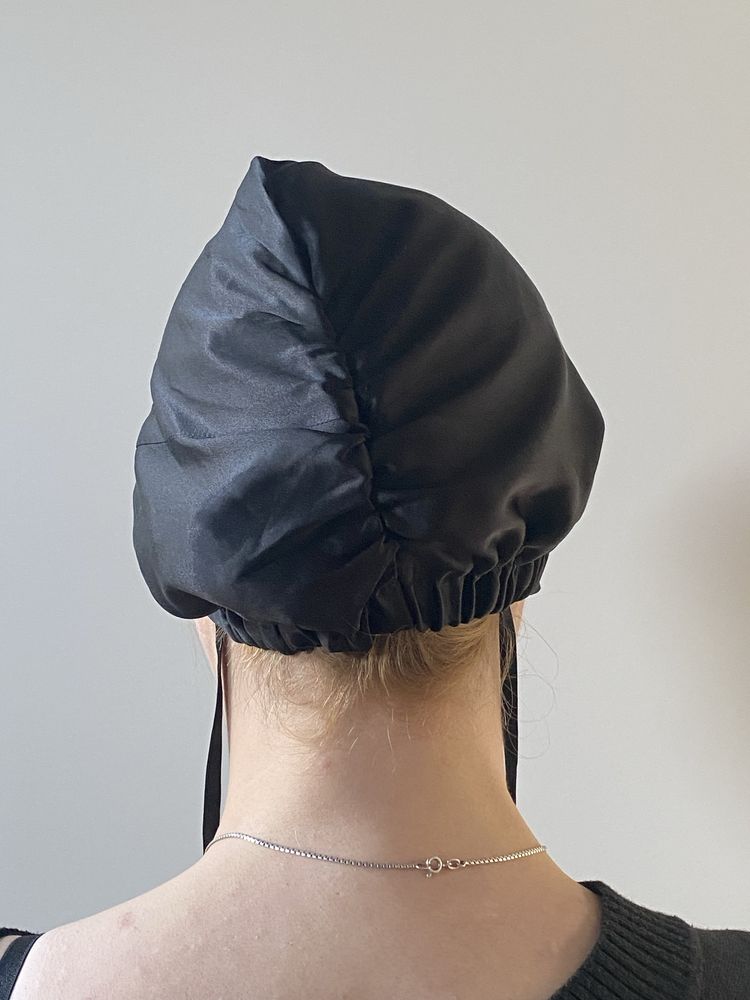 Curl Girl Turban 100% Jedwab Silk Czarny Czapka