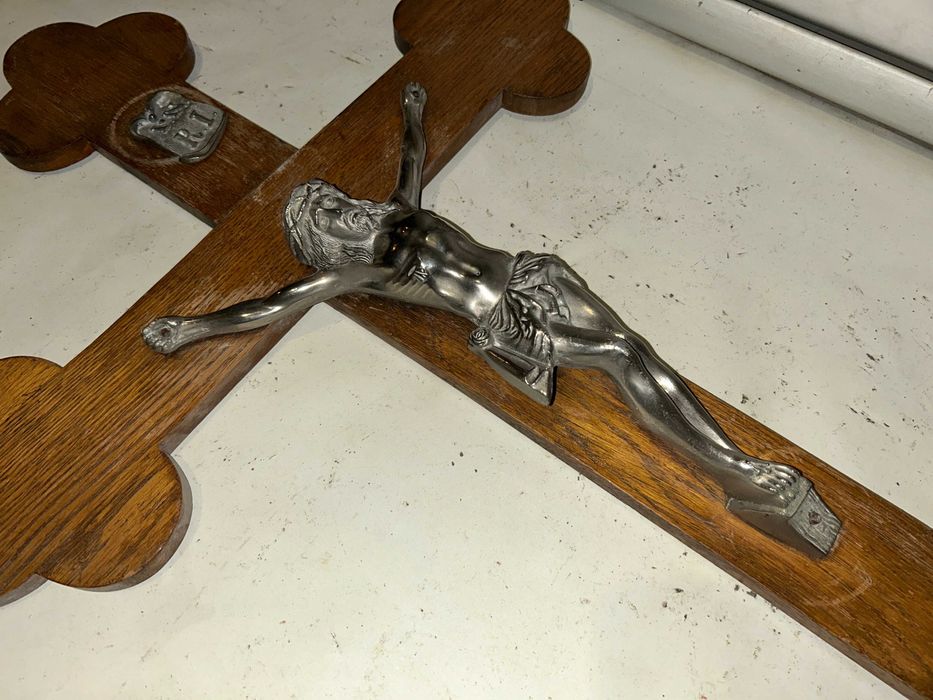 Stary ŁADNY Drewniany KRZYŻ - 90 cm