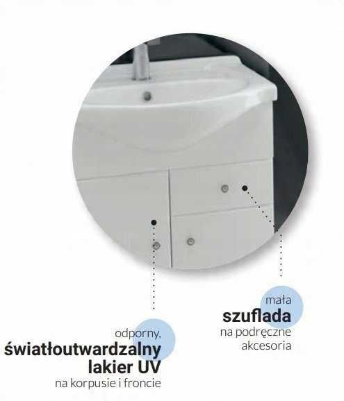 Szafka łazienkowa z umywalką 50 cm biała + bateria czarna + klik klak