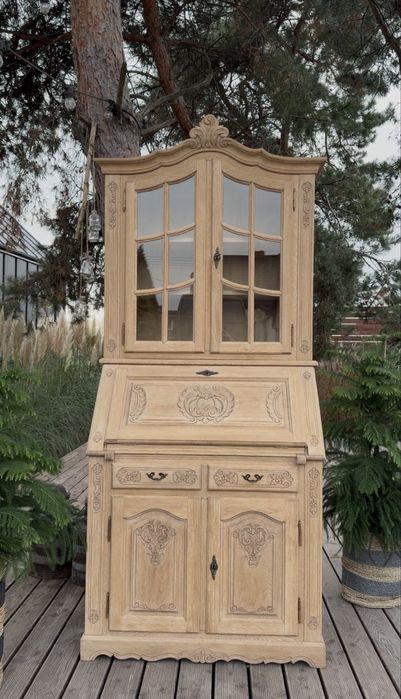 Dębowy sekretarzyk z nadstawką ,stan surowy