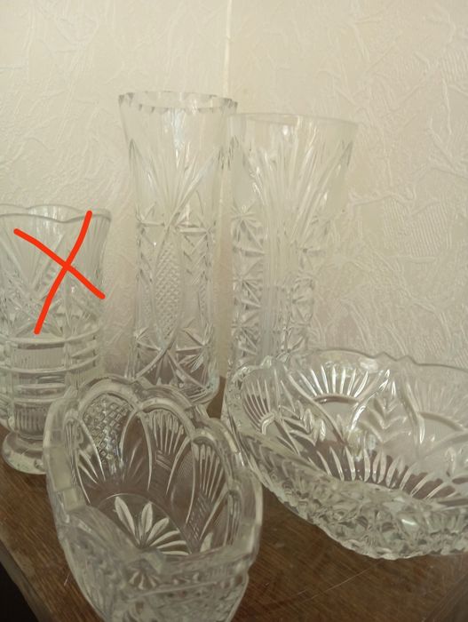 Ваза, салатник хрустальные.