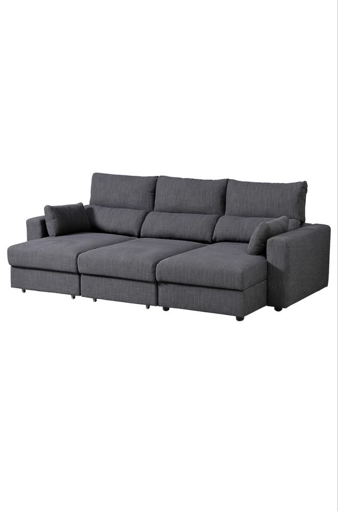 Sofá-cama IKEA cinzento escuro com chaise longue – excelente estado