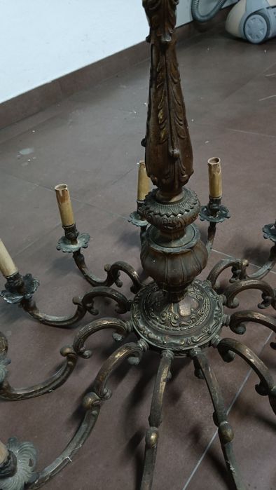 Śliczny mosiężny żyrandol z lat 40 -tych