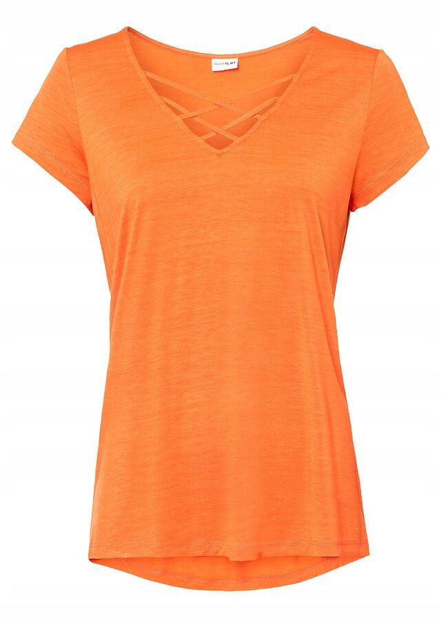 B.P.C t-shirt pomarańczowy z paskami 40/42.