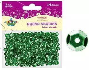 Cekiny okrągłe. Zielone 7mm. Titanum. Nowy Produkt