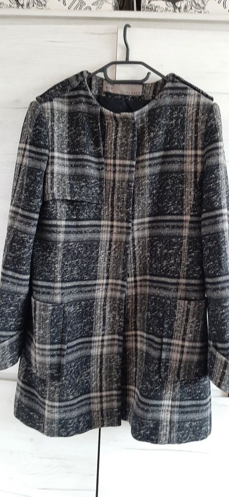 Przejściowy płaszczyk w kratę Zara Basic, rozmiar XL