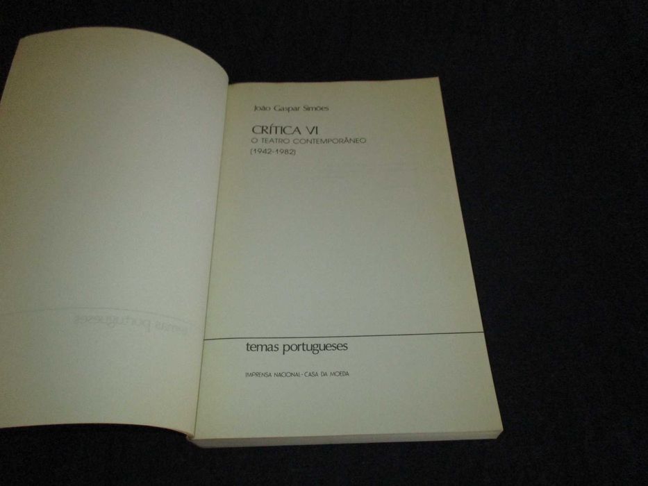 Livro Crítica VI O Teatro Contemporâneo 1942 a 1982
