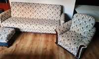 Sofa +fotel+ pufa antyk super stan