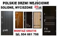 Drzwi z montażem,drewniane,metalowe zewnętrzne-wejściowe do mieszkania