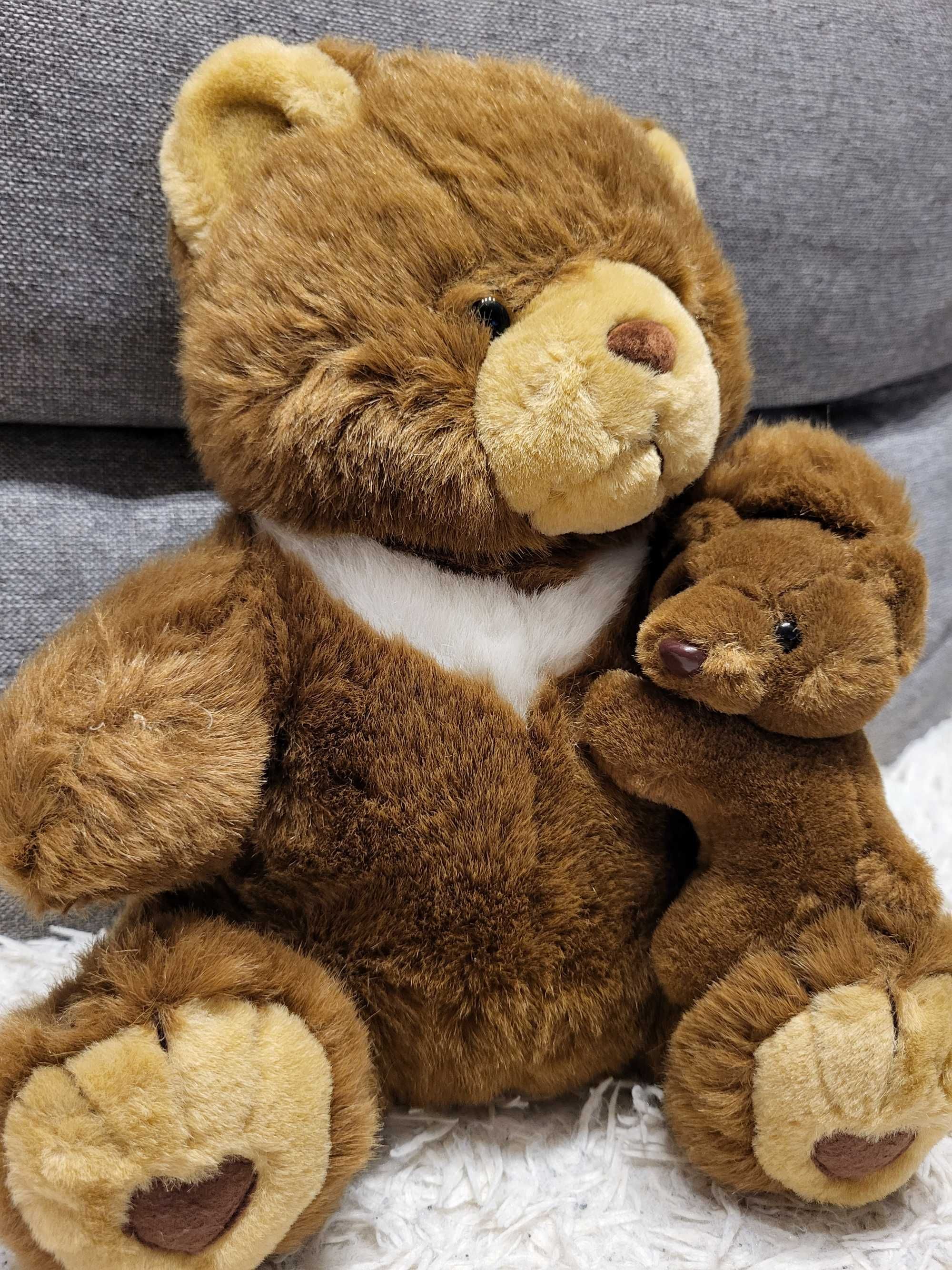 Miś pluszowy z dzieckiem  wysokość 28 cm stan nowy bez metki