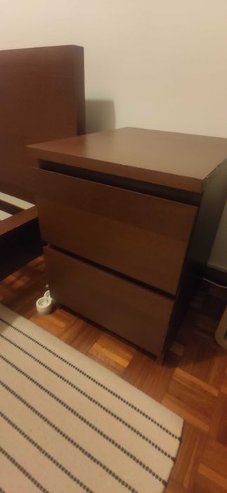 Cama Casal + 2 mesas de cabeceira, Ikea Malm 160x2000