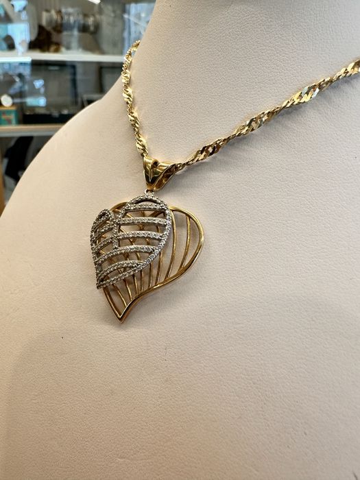 Duża Złota zawieszka wisiorek DWA SERCA próba 585.