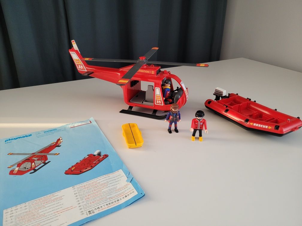 Zestaw Playmobil ratunkowy. Rescue helikopter, motorówka, ponton