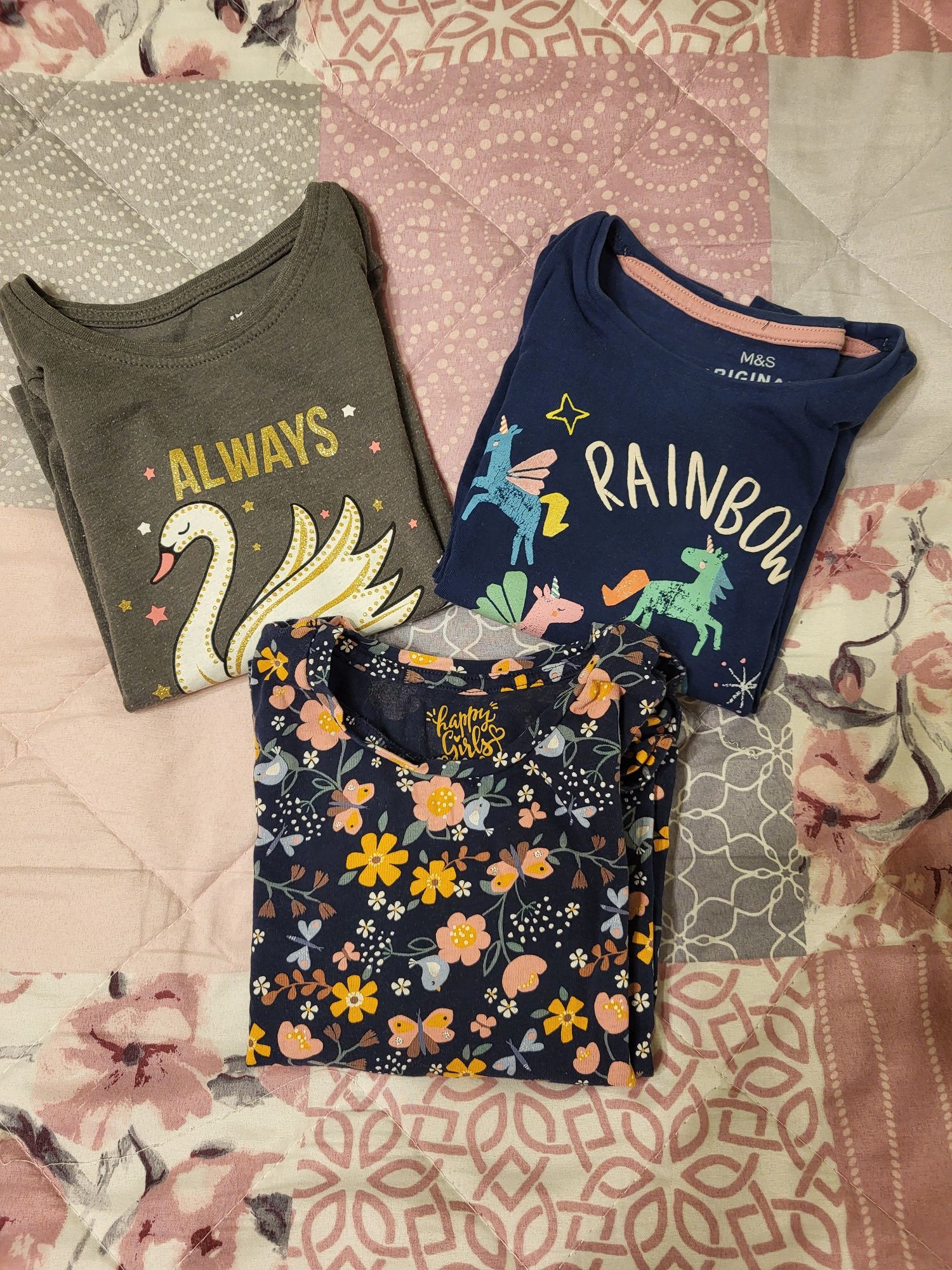 Bluzki dziewczęce C&A, Primark, M&S rozm 98/104