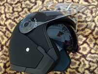 Capacete de mota com duas camadas transparentes e óculos de sol - novo