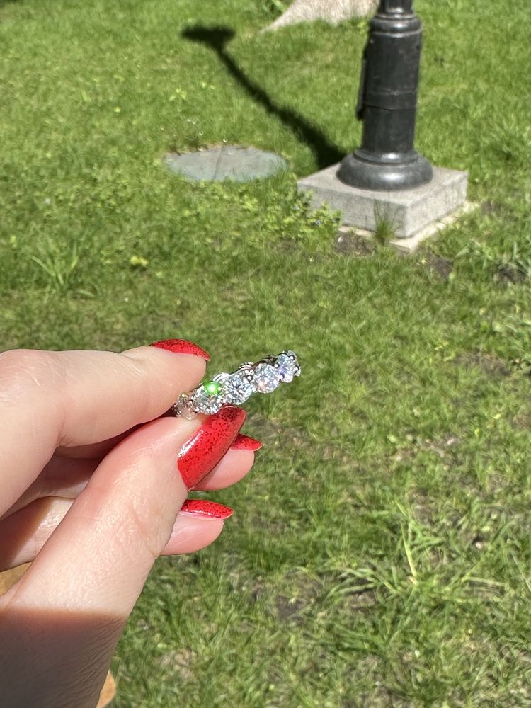 5 мм Кольцо с бриллиантами муассанитами дорожка серебрянное