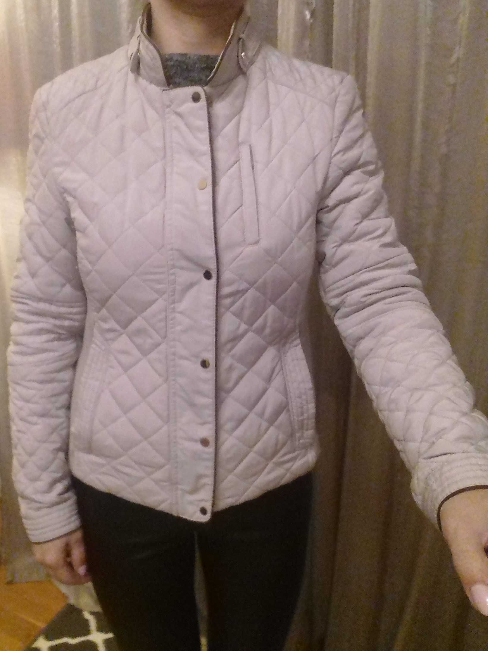 ZARA kremowa pikowana KURTKA ROZ 34/XS STAN BDB