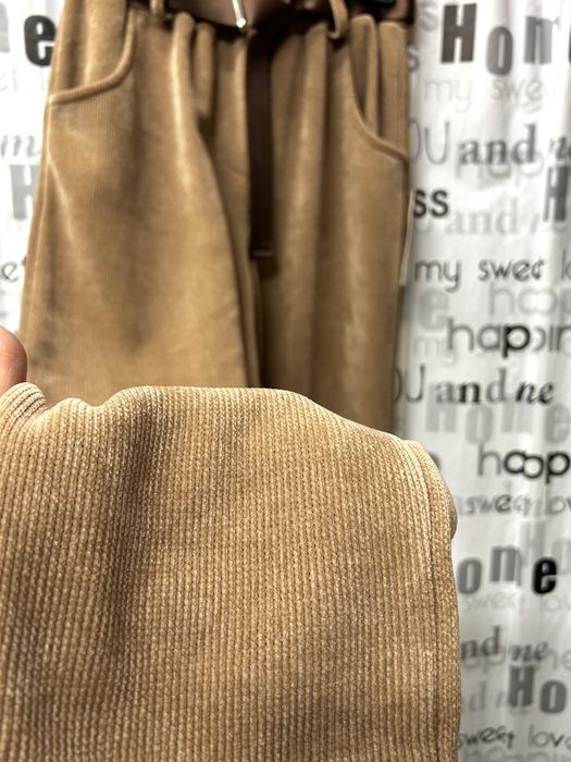 Брюки вельвет на резинке+ ремень, оверсайз, Италия.