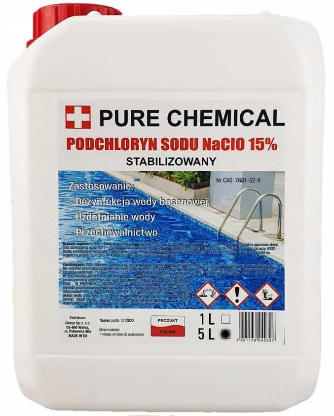 Podchloryn Sodu 15% Chlor w płynie do basenu 5L