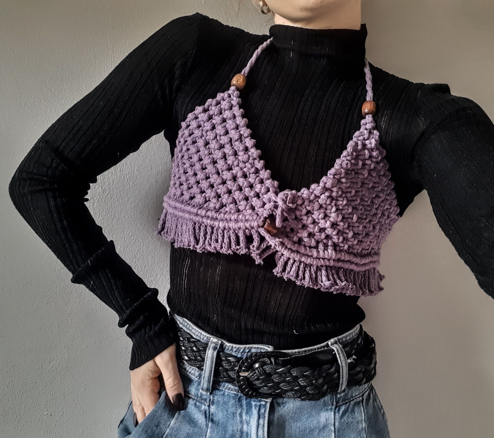 Makramowy top bikini handmade diy